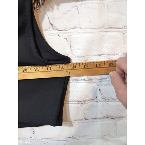 Bebe Studded Cropped Top Women XSmall Black Holiday Party Biker Goth Festival - Picture 6 of 10